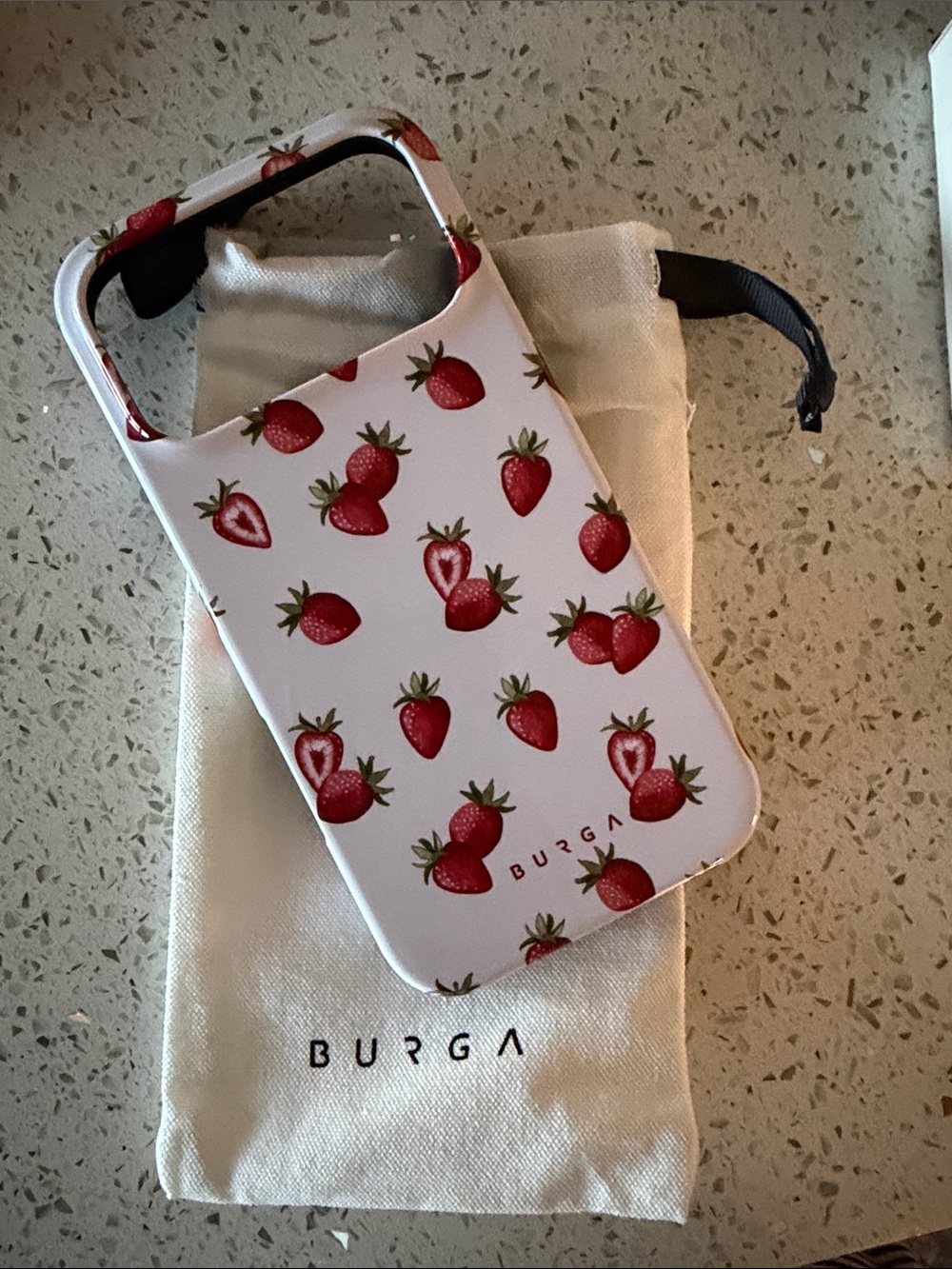 Burga White Strawberry Pattern Phone Case